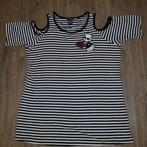 Torrid Striped Patch Cold Shoulder Tee